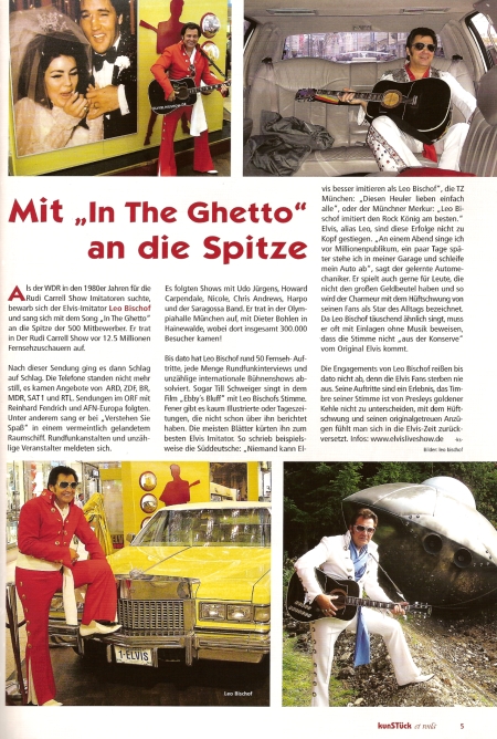 kunStück - das Magazin für Kunst, Musik und Events - Dezember 2012 - Leo Bischof mit "In the Ghetto" an die Spitze